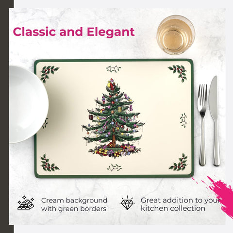 Portmeirion Spode placemats have a stain-resistant coating for easy cleanup.