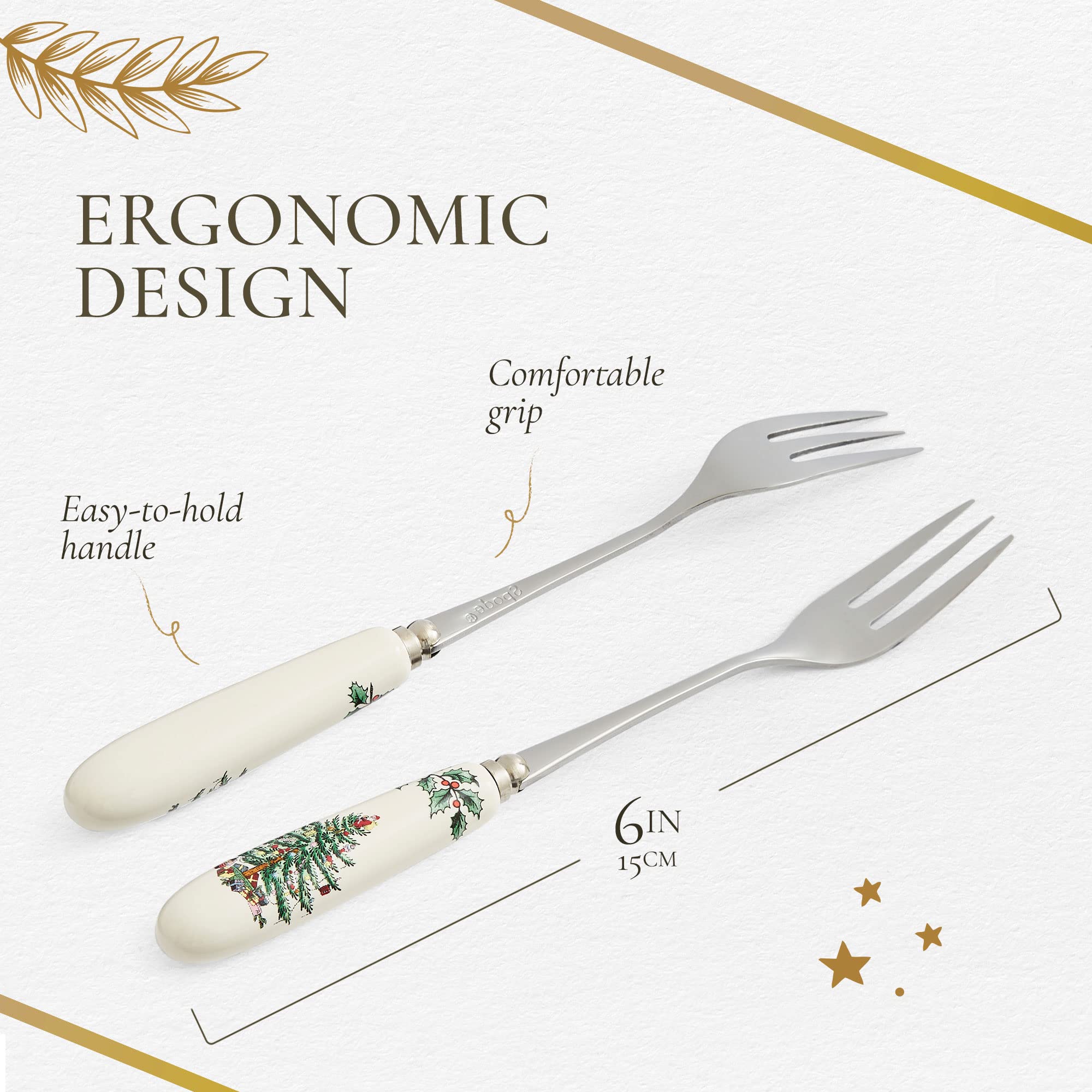 Mango de porcelana con patrón navideño por Portmeirion Spode aporta sofisticación.