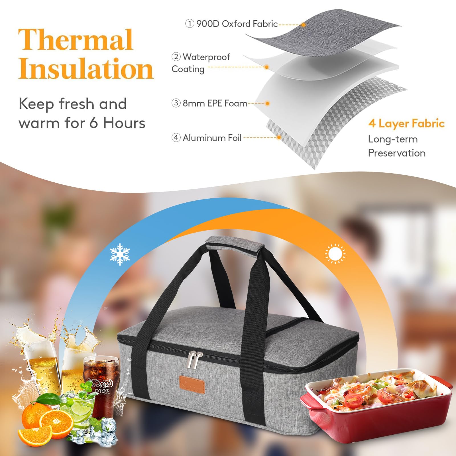 Porta lasagna Poruary ampliable para bandejas 13x9 pulgadas