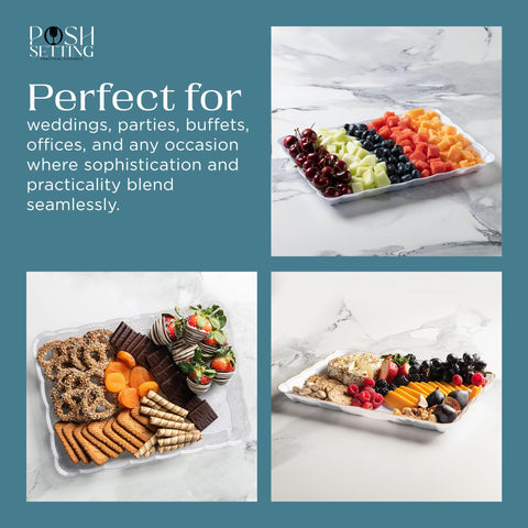 Posh Setting bandejas blancas doradas, combinan con decoraciones elegantes
