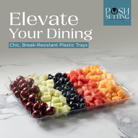 Posh Setting bandejas destellos plata para catering y postres