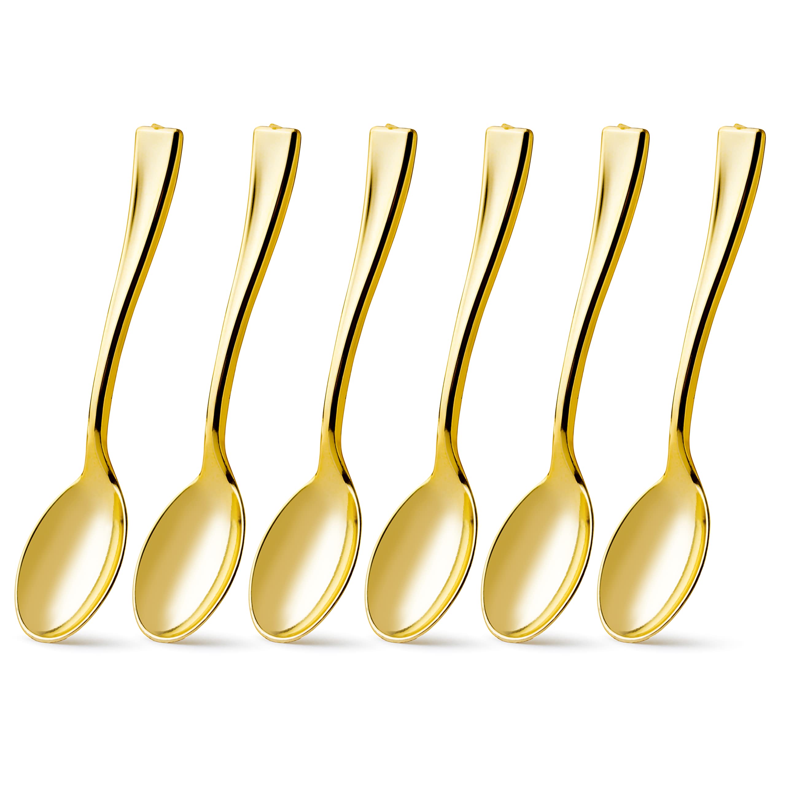 Posh Setting cucharas mini doradas para postres, brillo llamativo que mejora la mesa de dulces.