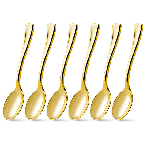 Posh Setting cucharas mini doradas para postres, brillo llamativo que mejora la mesa de dulces.