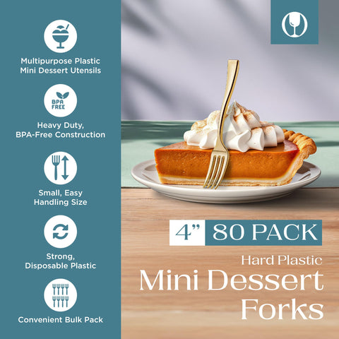 Posh Setting tenedores mini dorados brillantes para postres y tapas