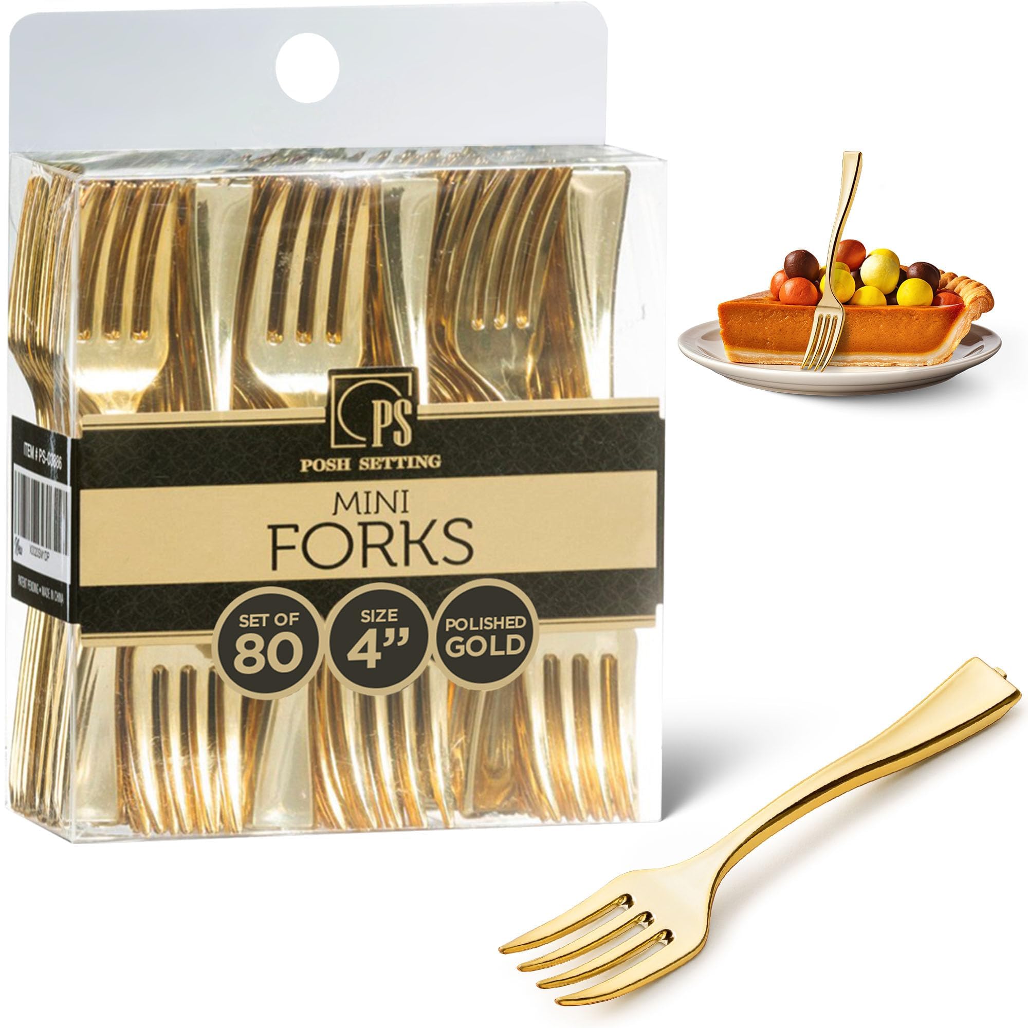 Posh Setting tenedores mini dorados en plástico para degustaciones elegantes