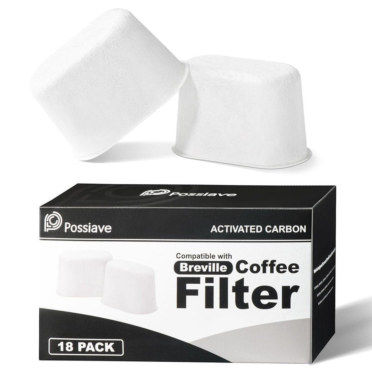 possiave 18 filtros de carbón para Breville BWF100, paquete completo para uso diario que mejora sabor.