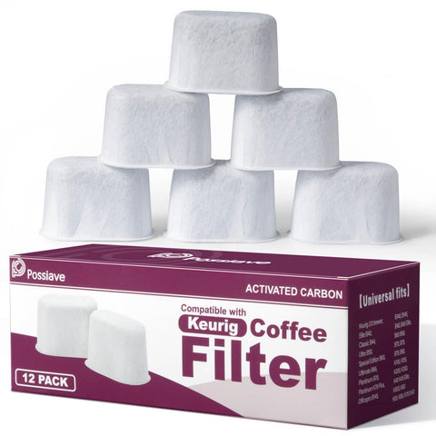 Possiave filtros de agua para Keurig, frente del empaque, mejora el sabor.
