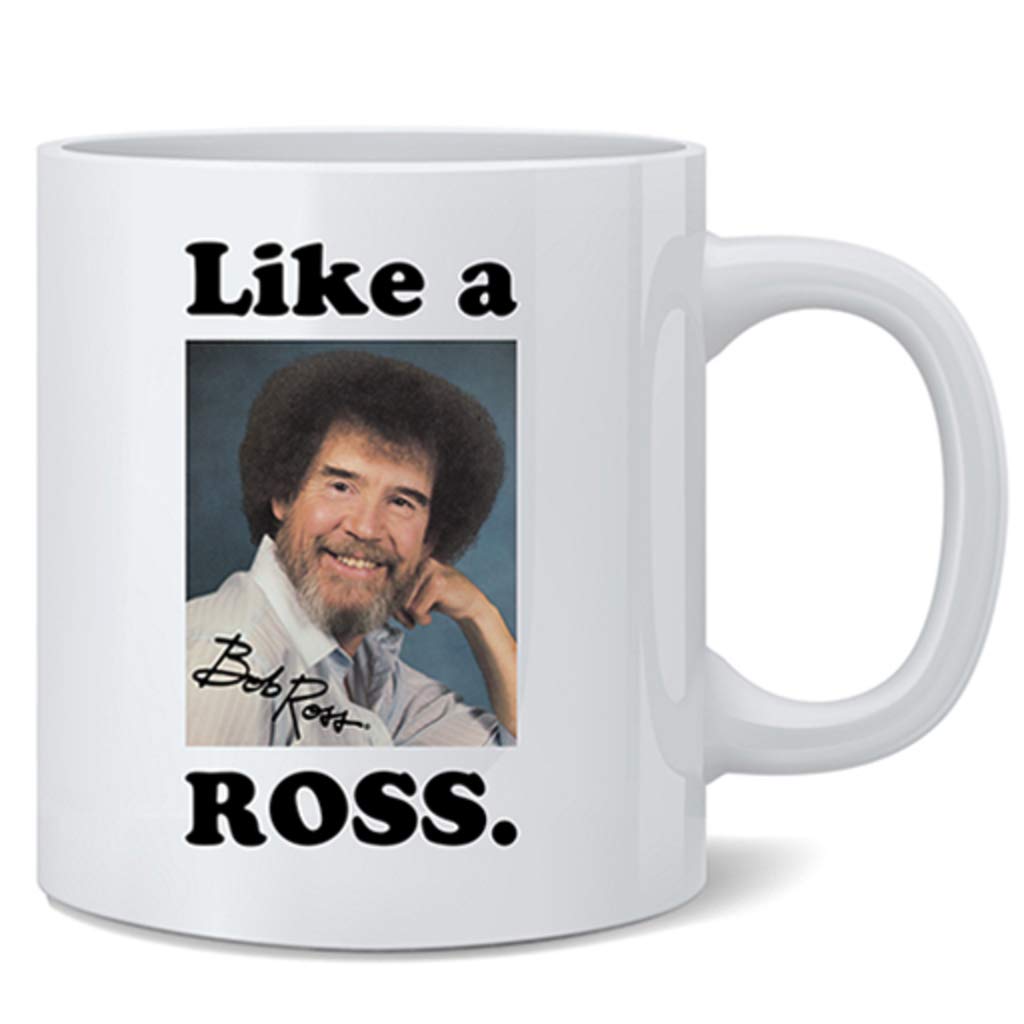 Bob Ross mug de Poster Foundry con meme motivacional, ideal para empezar la mañana.