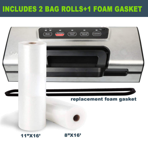 Incluye rollos de bolsas 11x16 y 8x16 con Potane Precision Vacuum Machine Pro