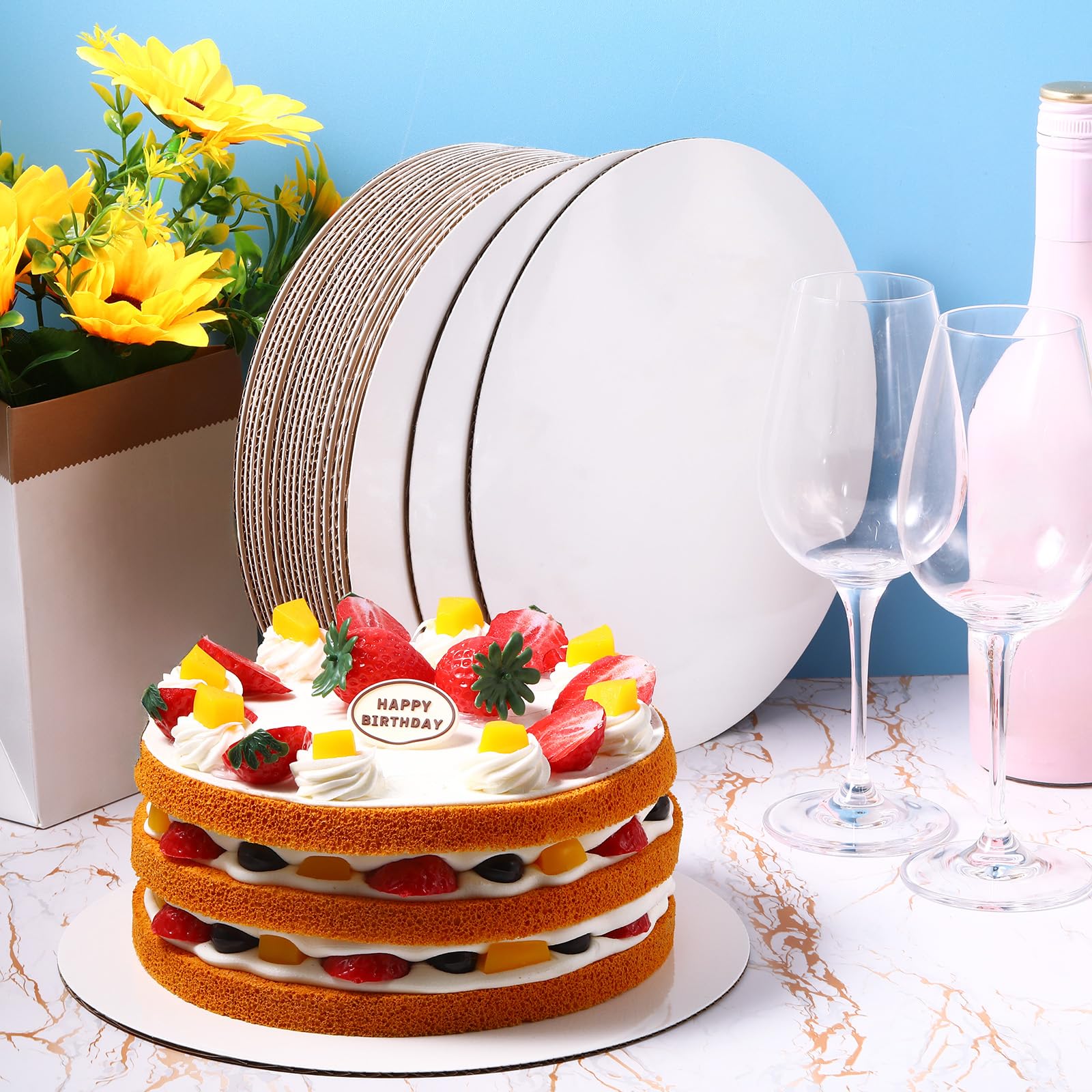 Potchen base desechable para servir pastel en bodas.