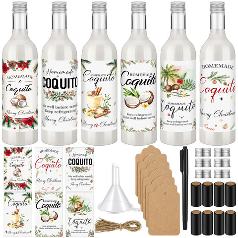 Potchen botellas de plástico para coquito, 750 ml, listas para regalos navideños