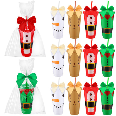 Potchen copa navidad 24oz con tapas y pajitas, ideal para bebidas festivas.