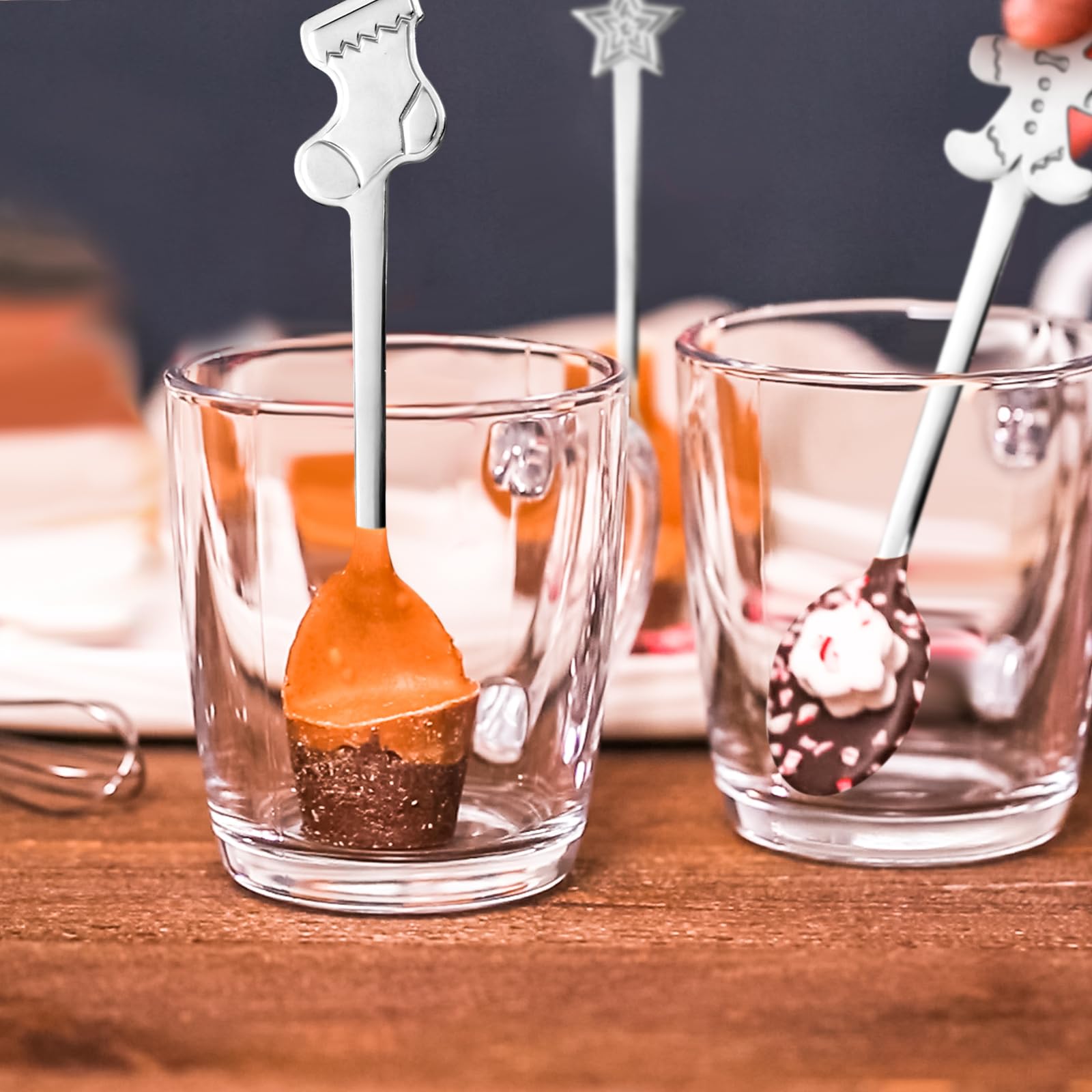Potchen cucharas chocolate caliente detalle, facilita remover bebidas tibias
