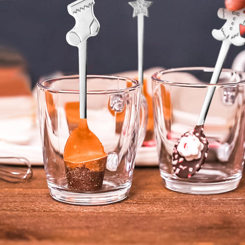 Potchen cucharas chocolate caliente detalle, facilita remover bebidas tibias
