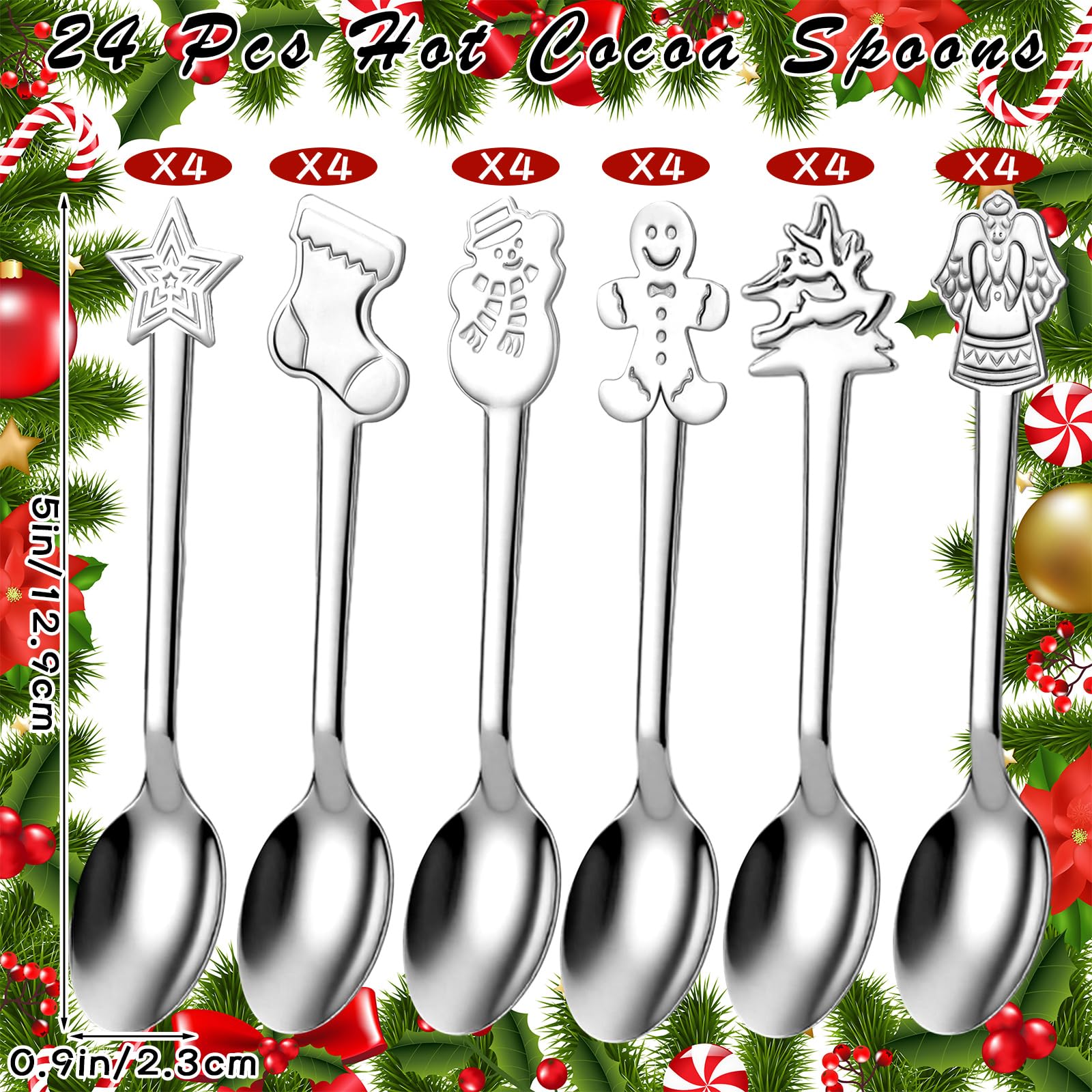 Potchen cucharas navidad, diseño 6 estilos realza cada bebida