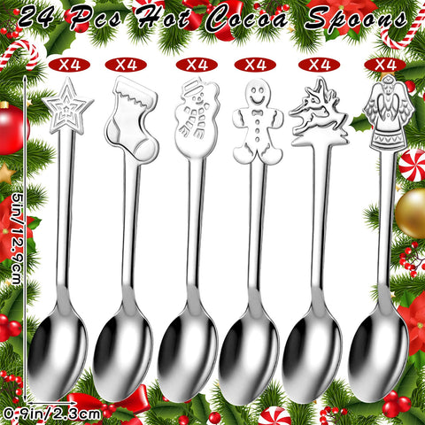 Potchen cucharas navidad, diseño 6 estilos realza cada bebida