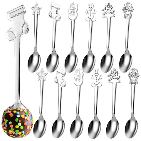 Potchen cucharas navidad set de 24, elegante toque festivo para postres