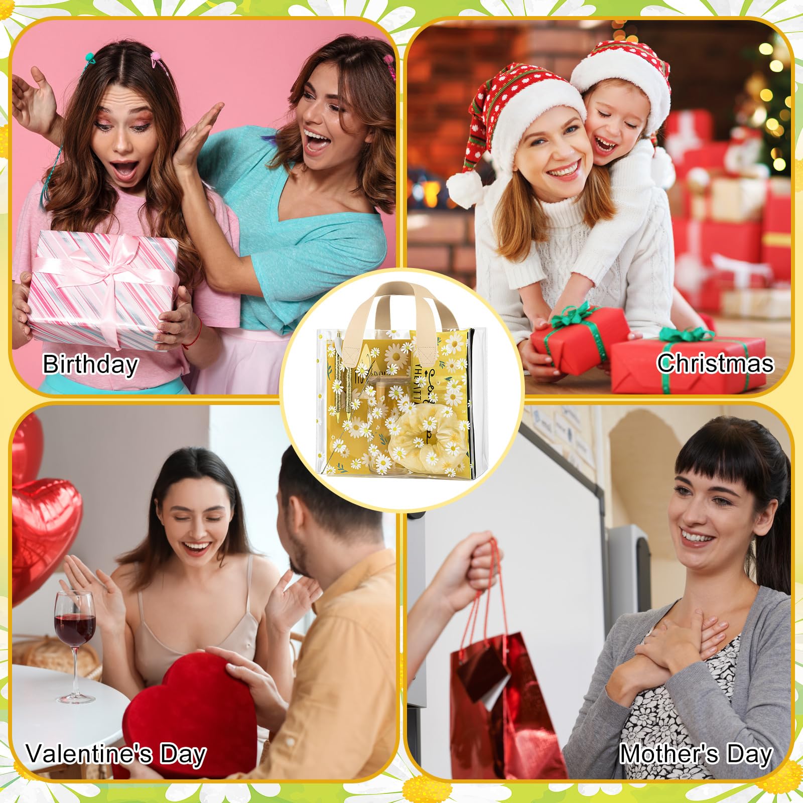 Potchen Daisy bolsa PVC transparente, adecuada para transportar objetos ligeros.