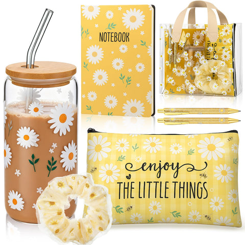 Potchen Daisy vaso de 16 onzas con tapa, ideal para bebidas diarias.