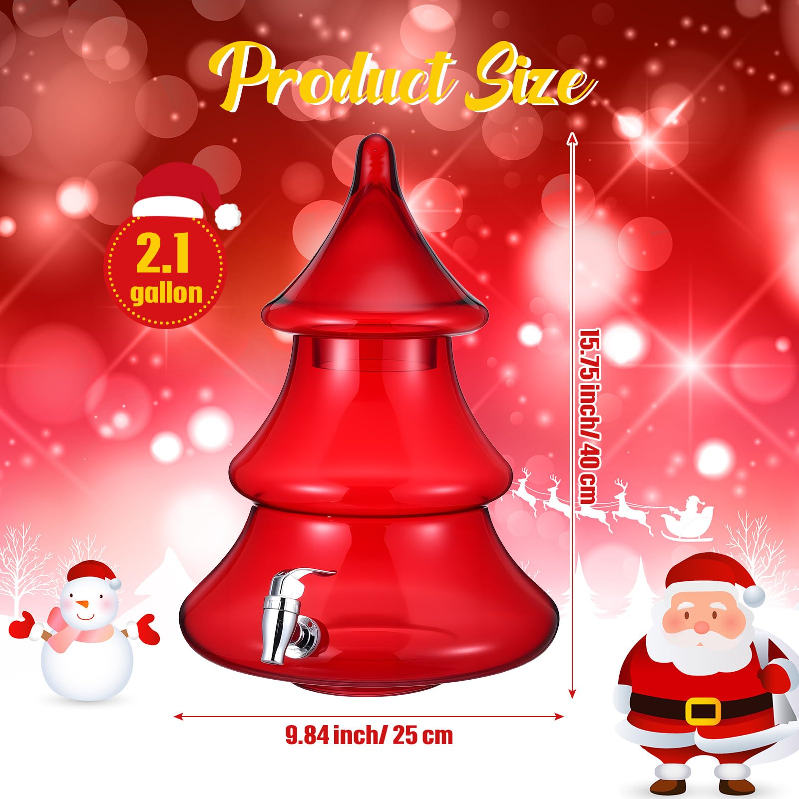 Potchen dispensador de cristal de 8 litros, ideal para bebidas grandes en fiestas.
