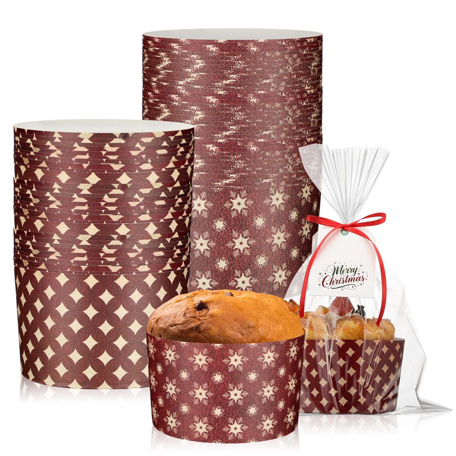 Potchen moldes de papel para panettone, 48 unidades, ideales para hornear lotes festivos