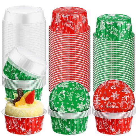 Potchen cup navidad de aluminio roja con tapa para porciones individuales