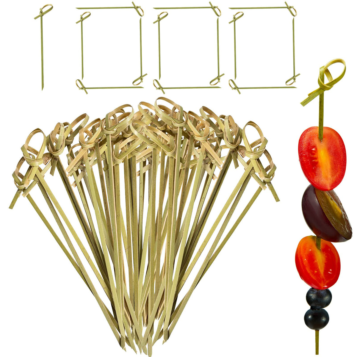 Palillos Potchen de bambú para cócteles de 4,7 pulgadas, duraderos y elegantes.