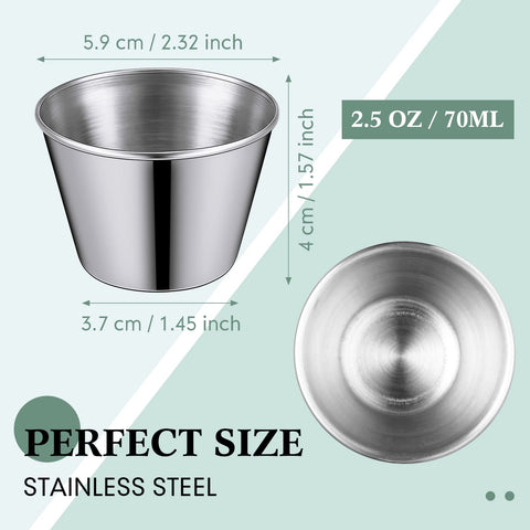 Potchen ramekins de acero inoxidable con capacidad 2,5 oz para condimentos.