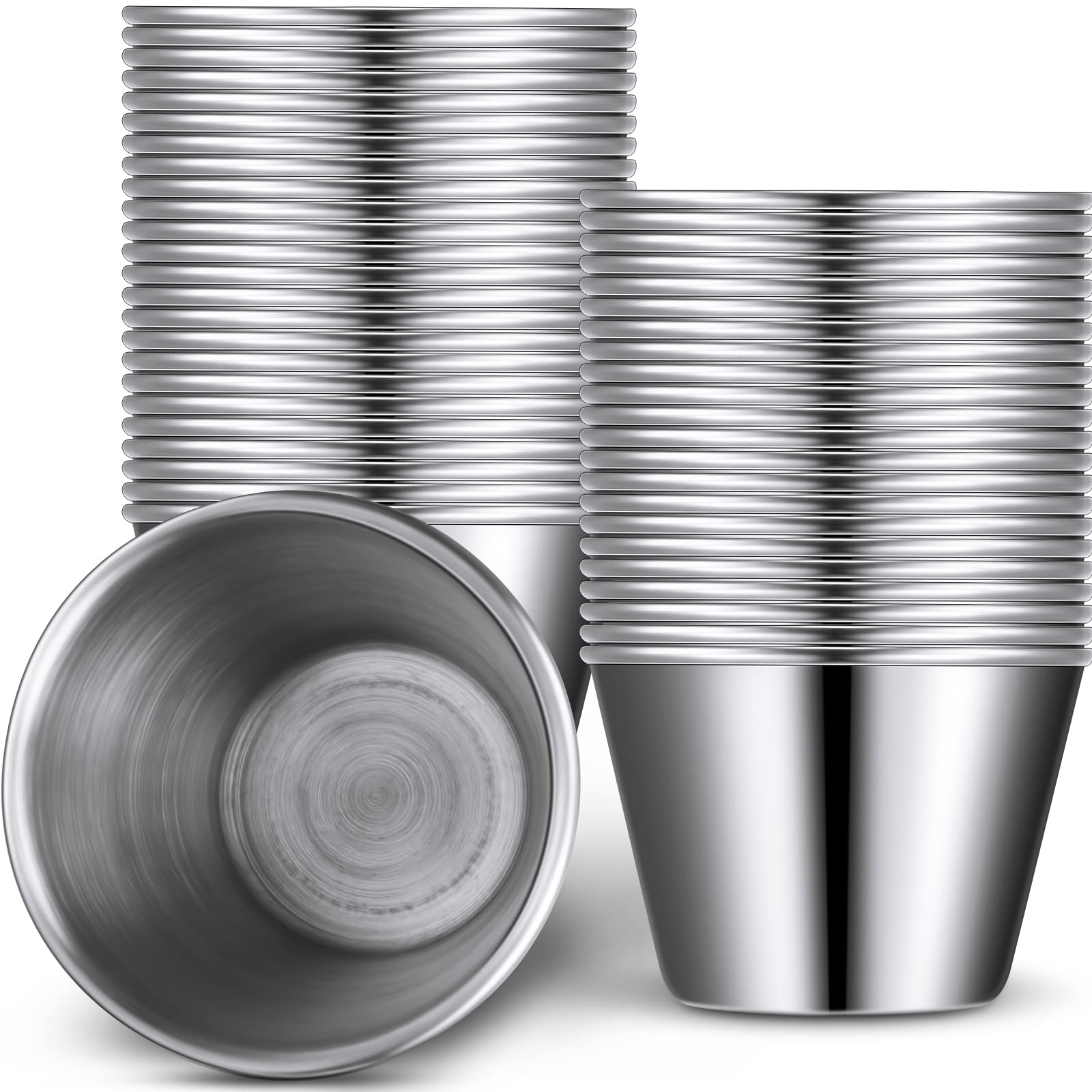 Potchen ramekins de acero inoxidable para salsas, ideal para porciones controladas.