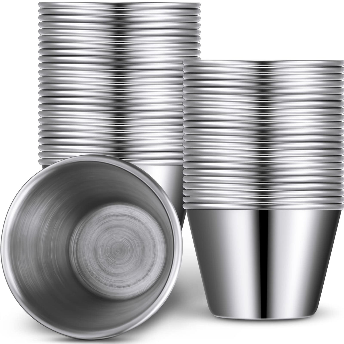 Potchen ramekins de acero inoxidable para salsas, ideal para porciones controladas.