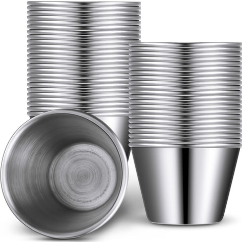 Potchen ramekins de acero inoxidable para salsas, ideal para porciones controladas.