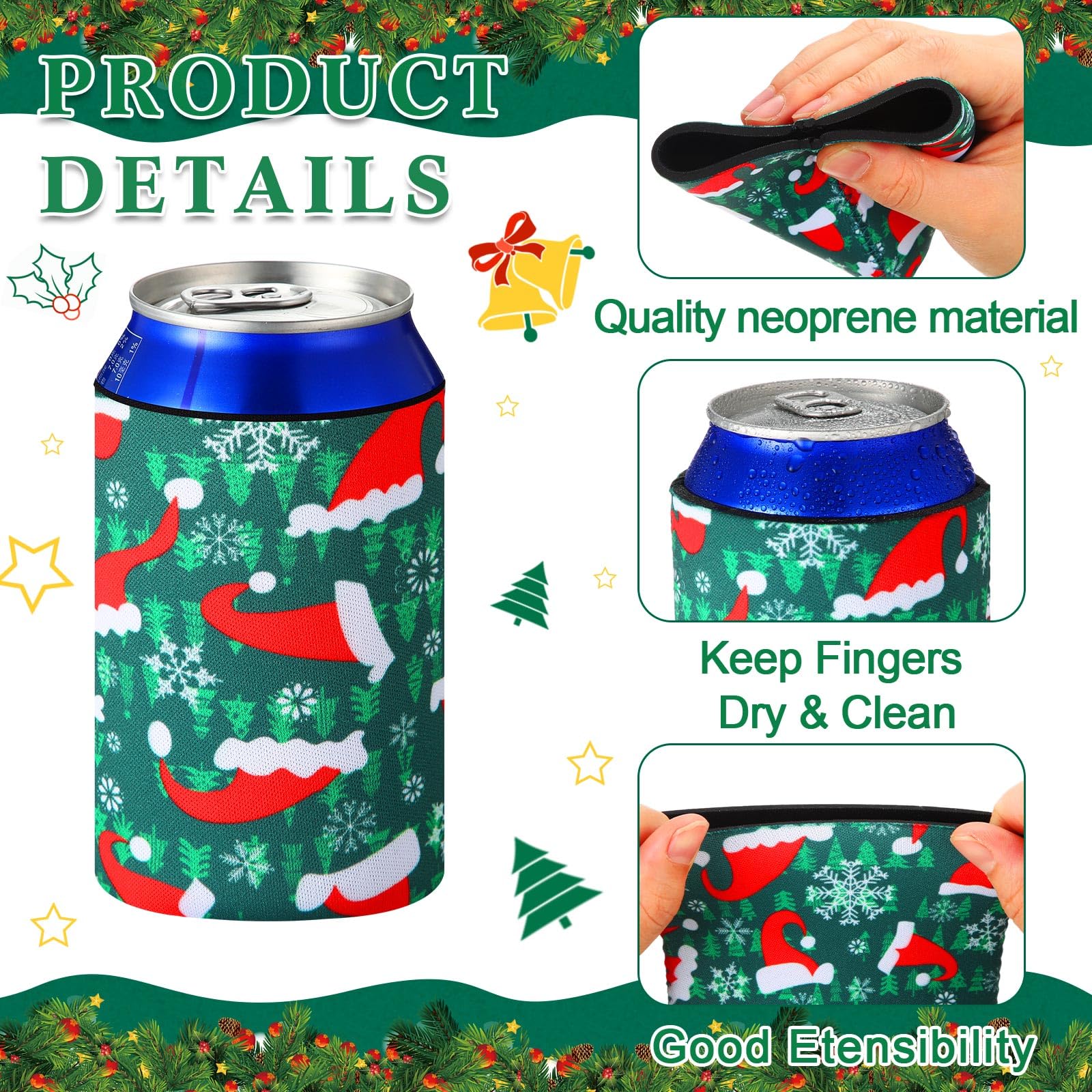 Potchen Santa Claus con diseños navideños para identificar bebidas