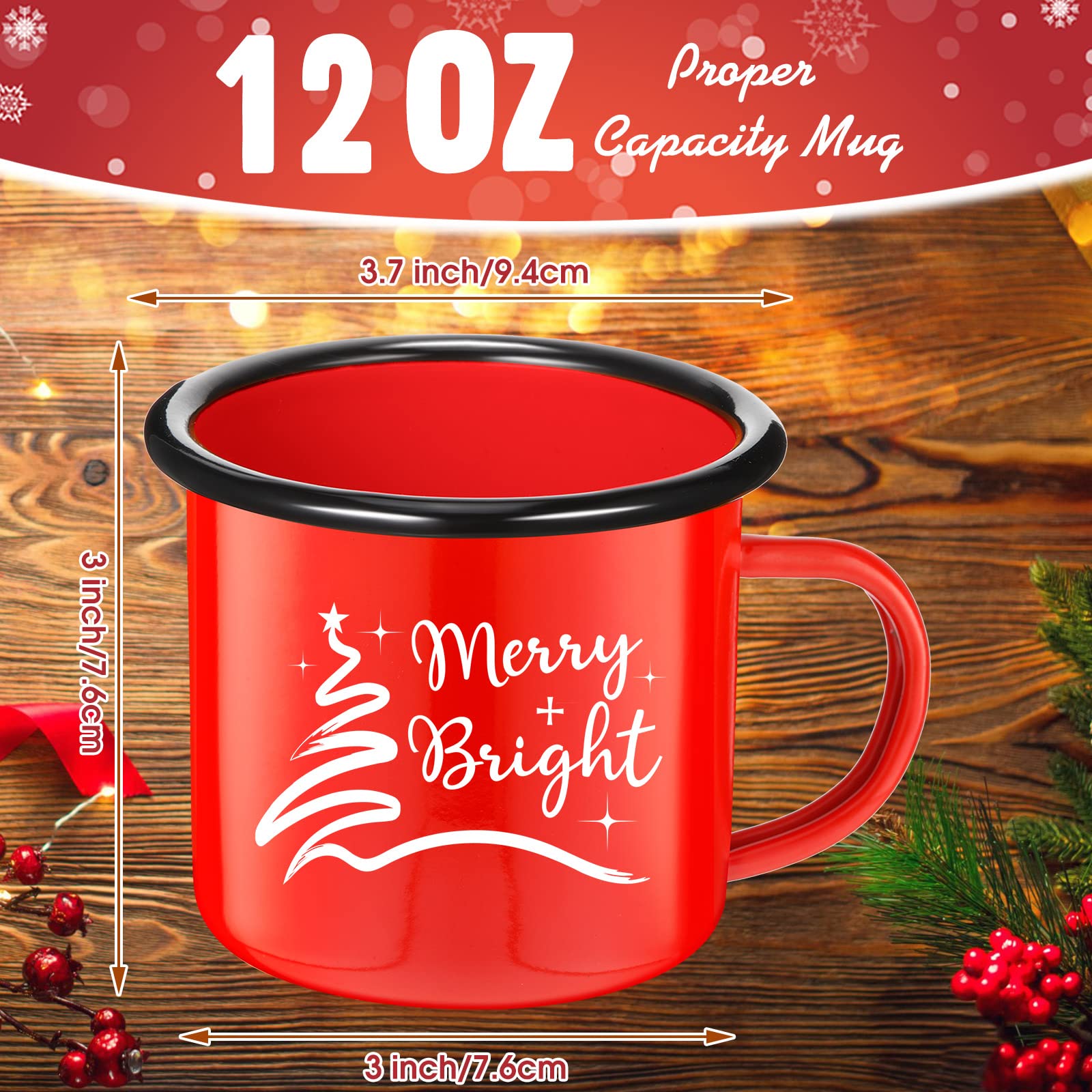 Potchen taza esmaltada para regalo navideño, diseño festivo y práctico para la oficina.