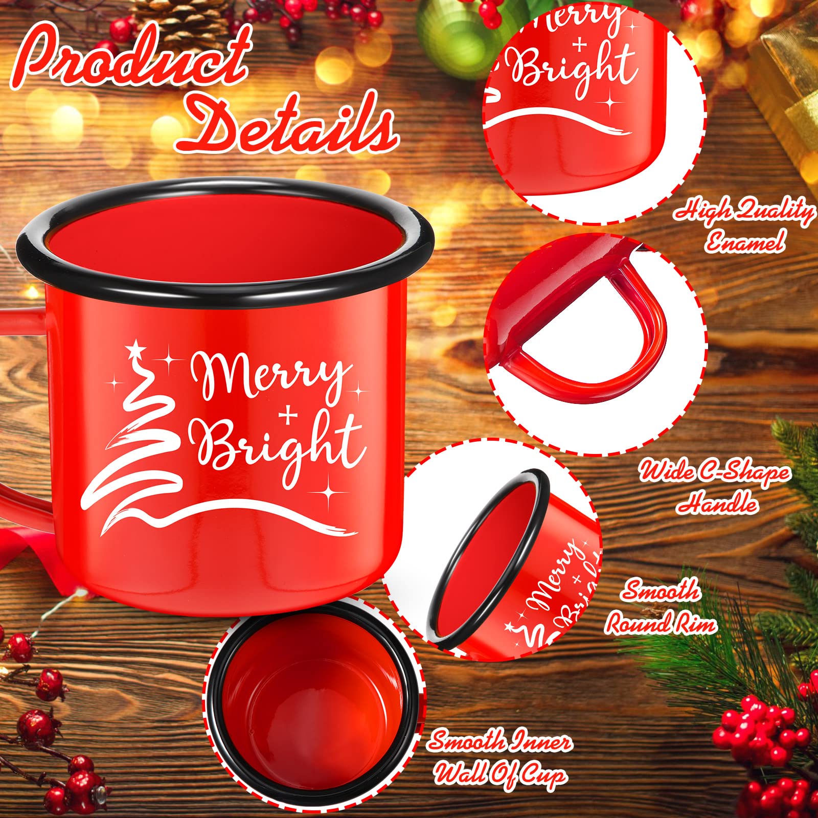 Potchen taza esmaltada con Santa, detalle encantador de temporada para casa.