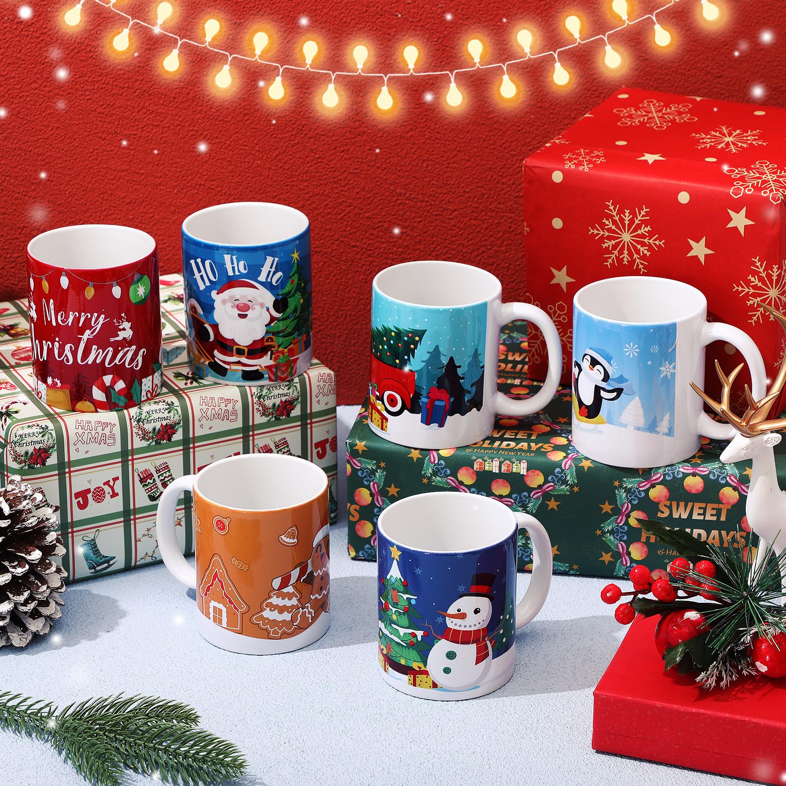 Potchen taza camion-arbol-navidad, colorido complemento para cacao caliente.