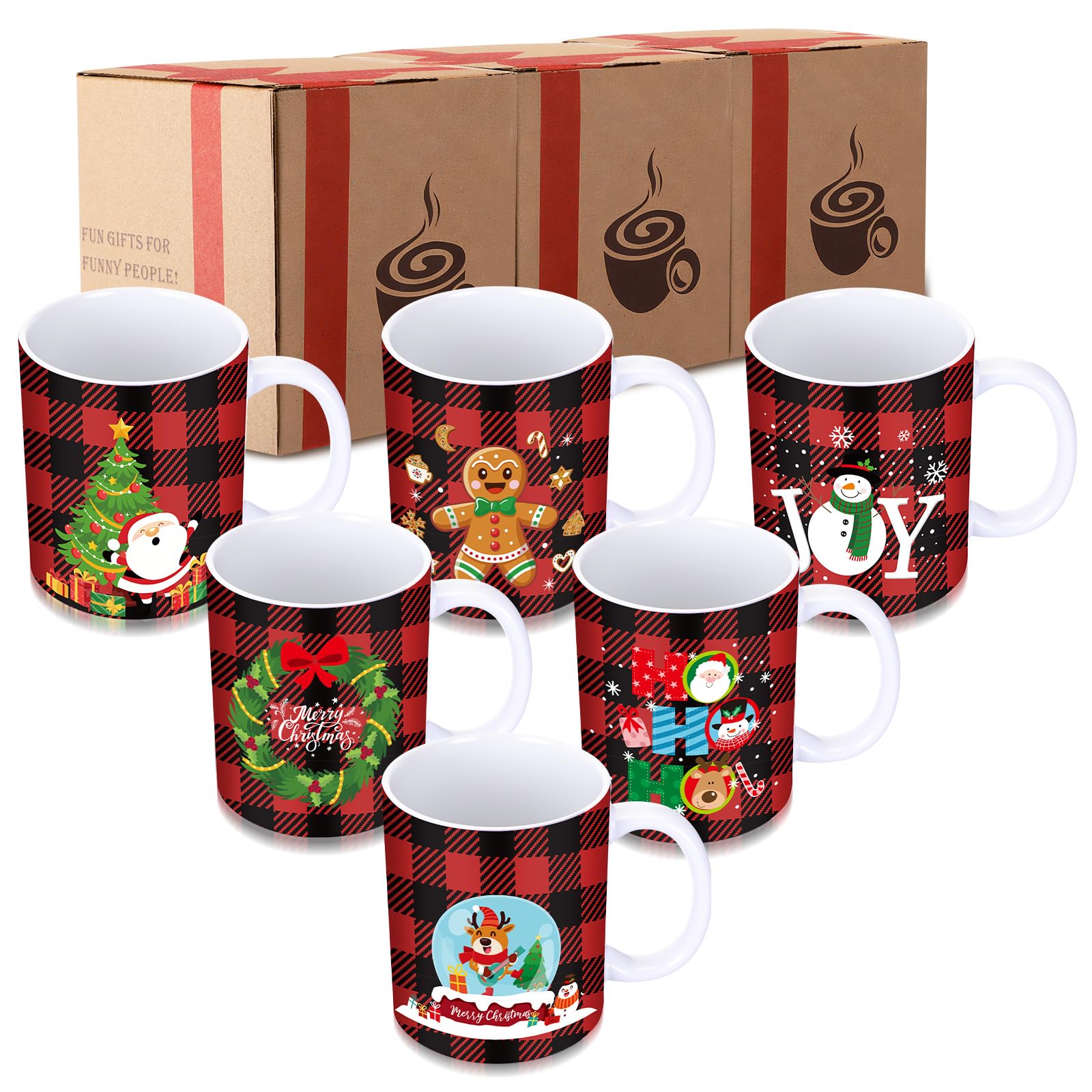 Potchen tazas navideñas conjunto 6 para decorar la mesa y regalar