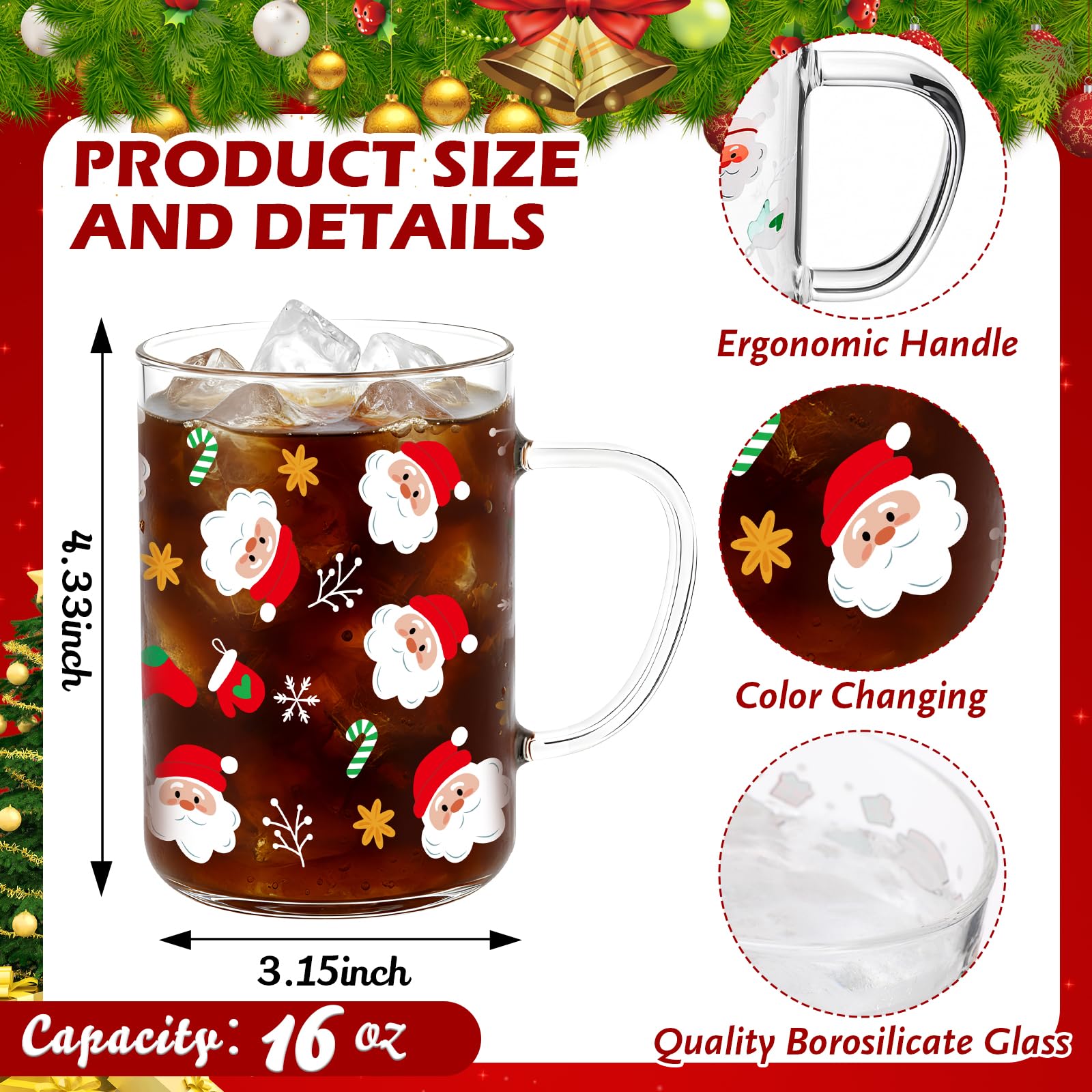 Potchen tazas con copos de nieve, cambio de color al enfriarse, ideal para café.