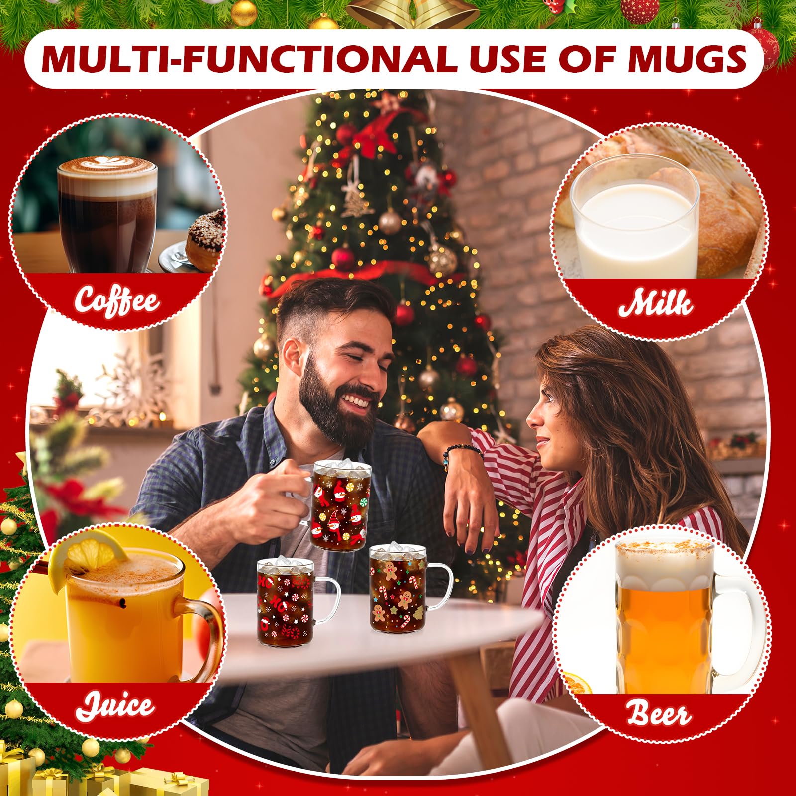 Potchen taza reno, diseño invernal con cambio de color para bebidas calientes.