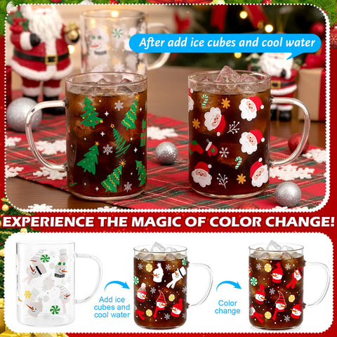 Potchen taza Santa Claus, copos de nieve y color cambiante, regalo navideño práctico.