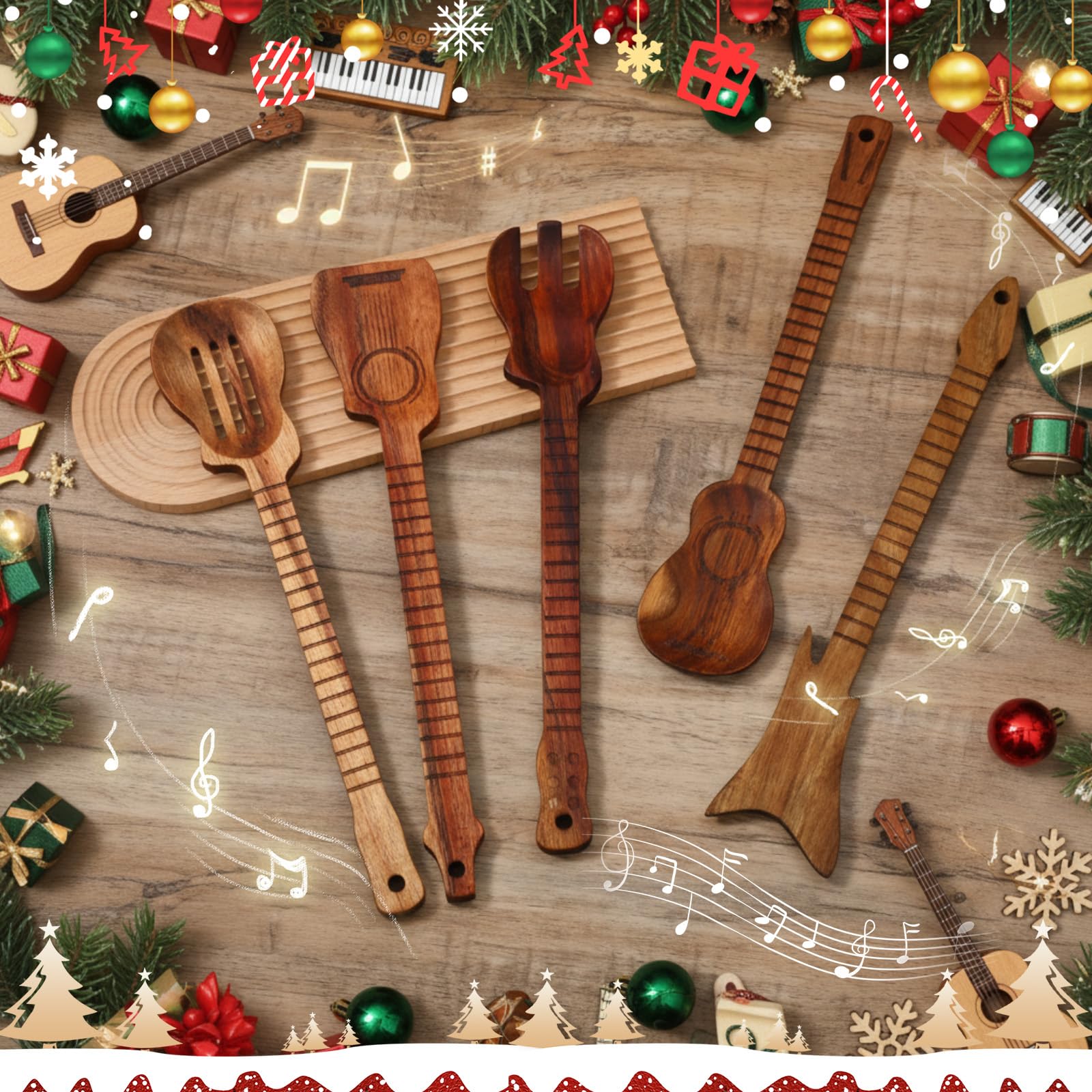 Potchen utensilios guitarra acústica clásica en acacia, prácticos y decorativos.