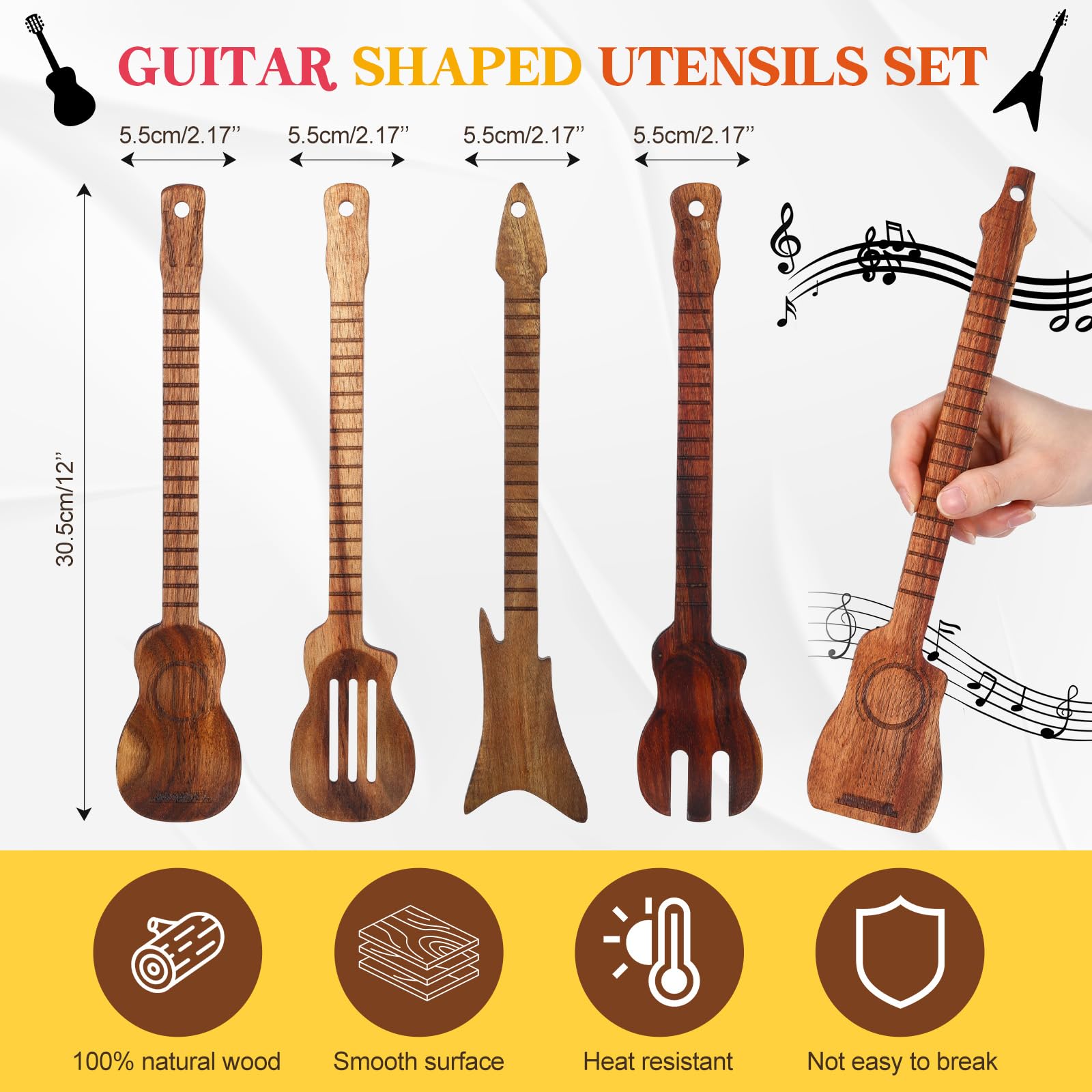 Potchen detalle láser en guitarra, añade arte musical a la cocina.