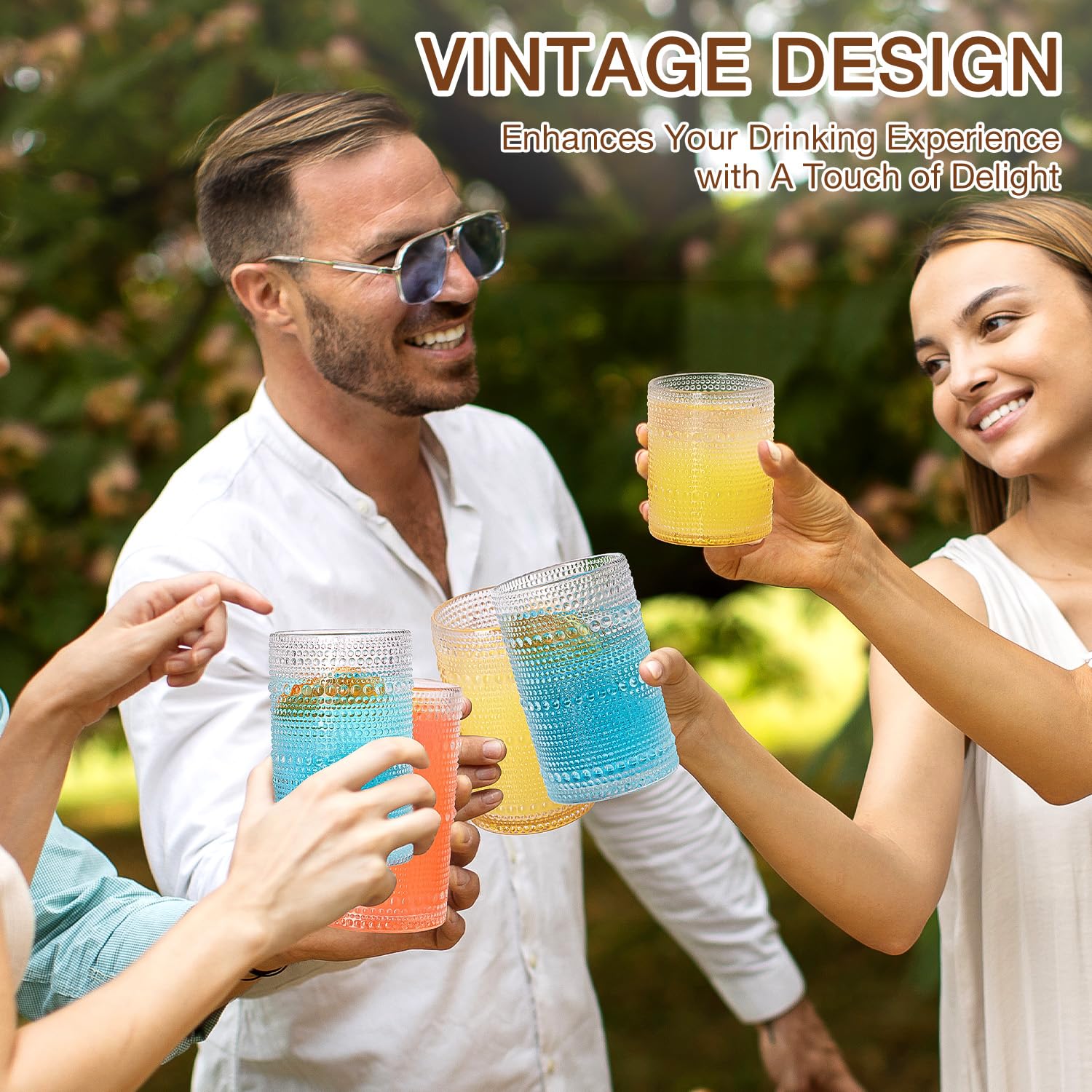 Potdoctor conjunto 8 vasos embosados, diseño clásico para mesa