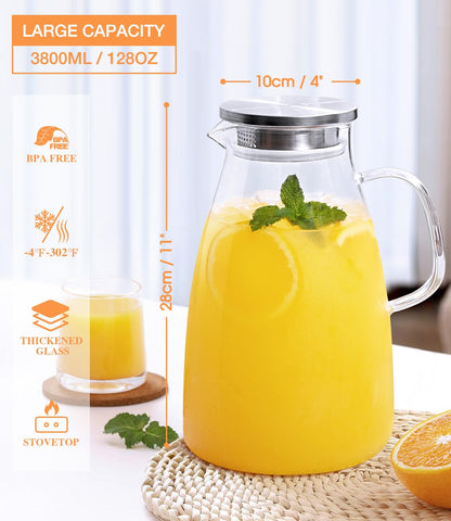 Potdoctor jarra de vidrio con filtro integrado para bebidas claras