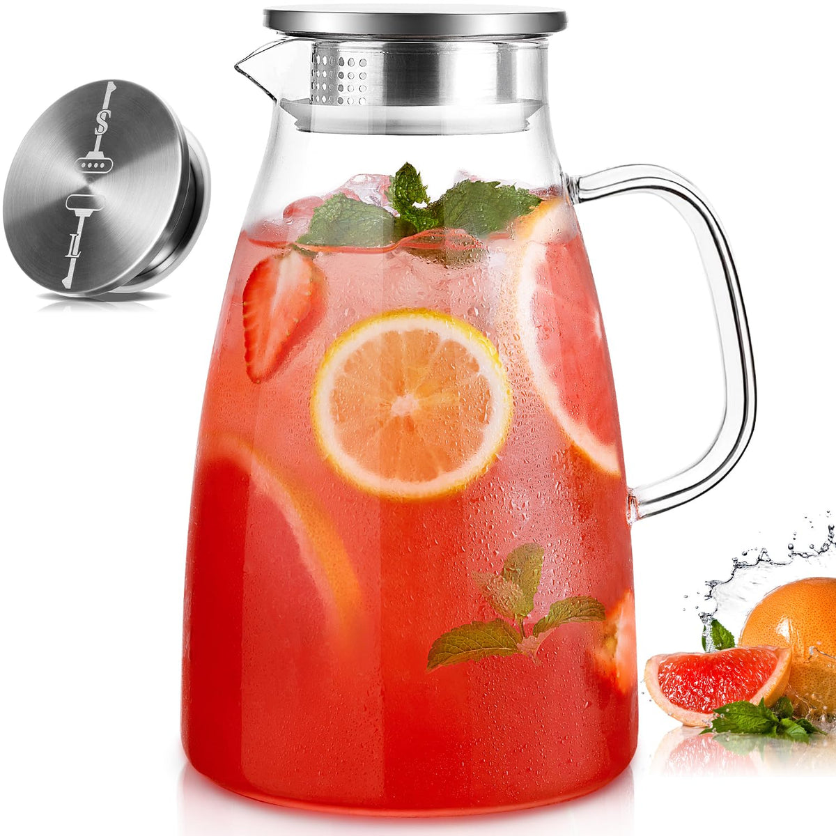 Potdoctor jarra de vidrio 1 galón, tapa y vertido suave para bebidas