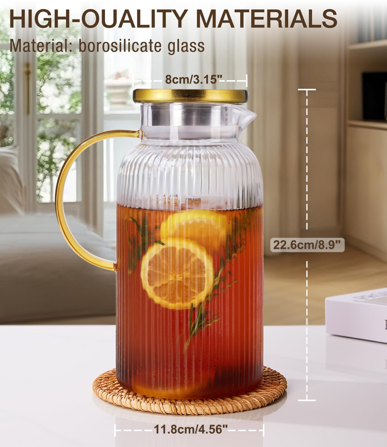 Potdoctor jarra vidrio 64 oz con dos salidas en la tapa para verter y filtrar.