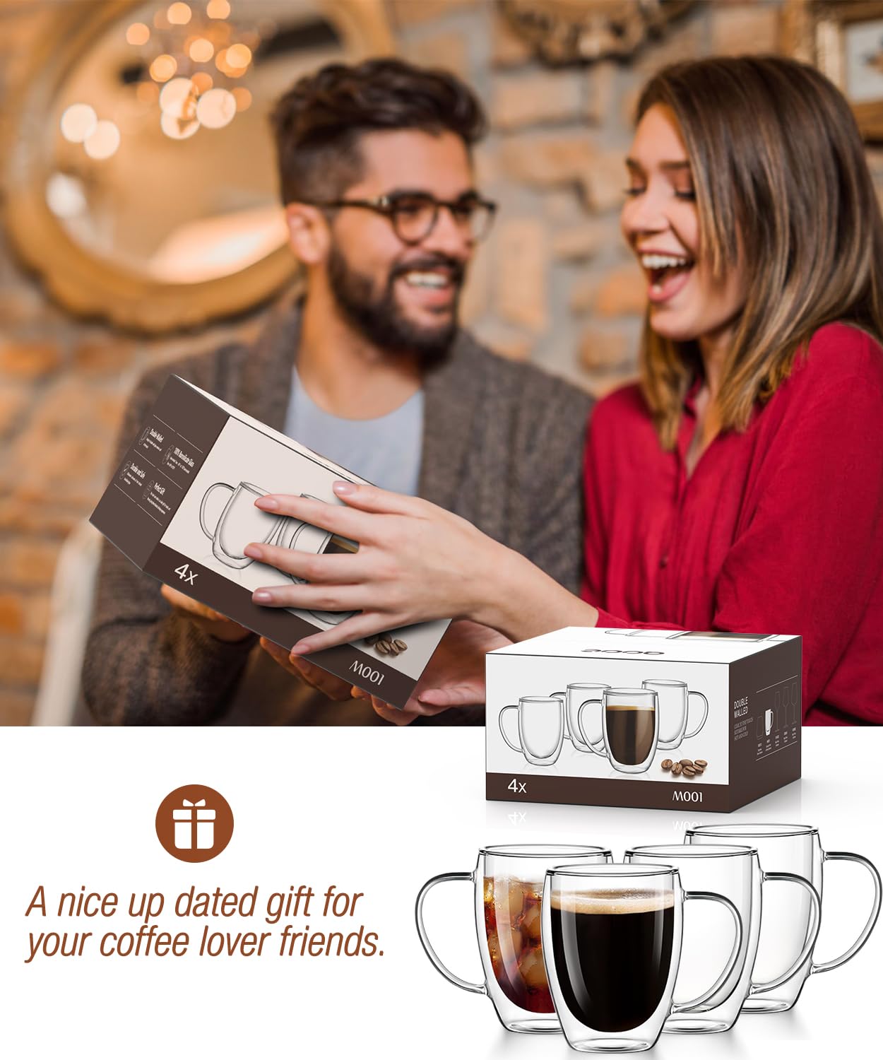 Potdoctor regalo con caja y posavasos para café o té