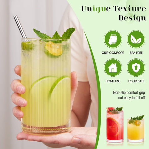Vasos Potdoctor versátiles para cócteles, jugos y bebidas frías.