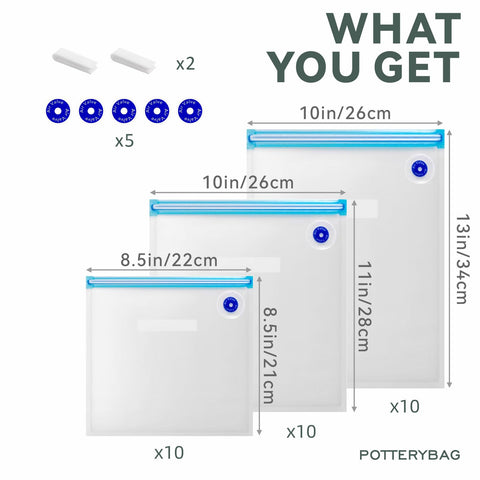potterybag set de bolsas de 8,5x8,5 pulgadas para proteínas y verduras
