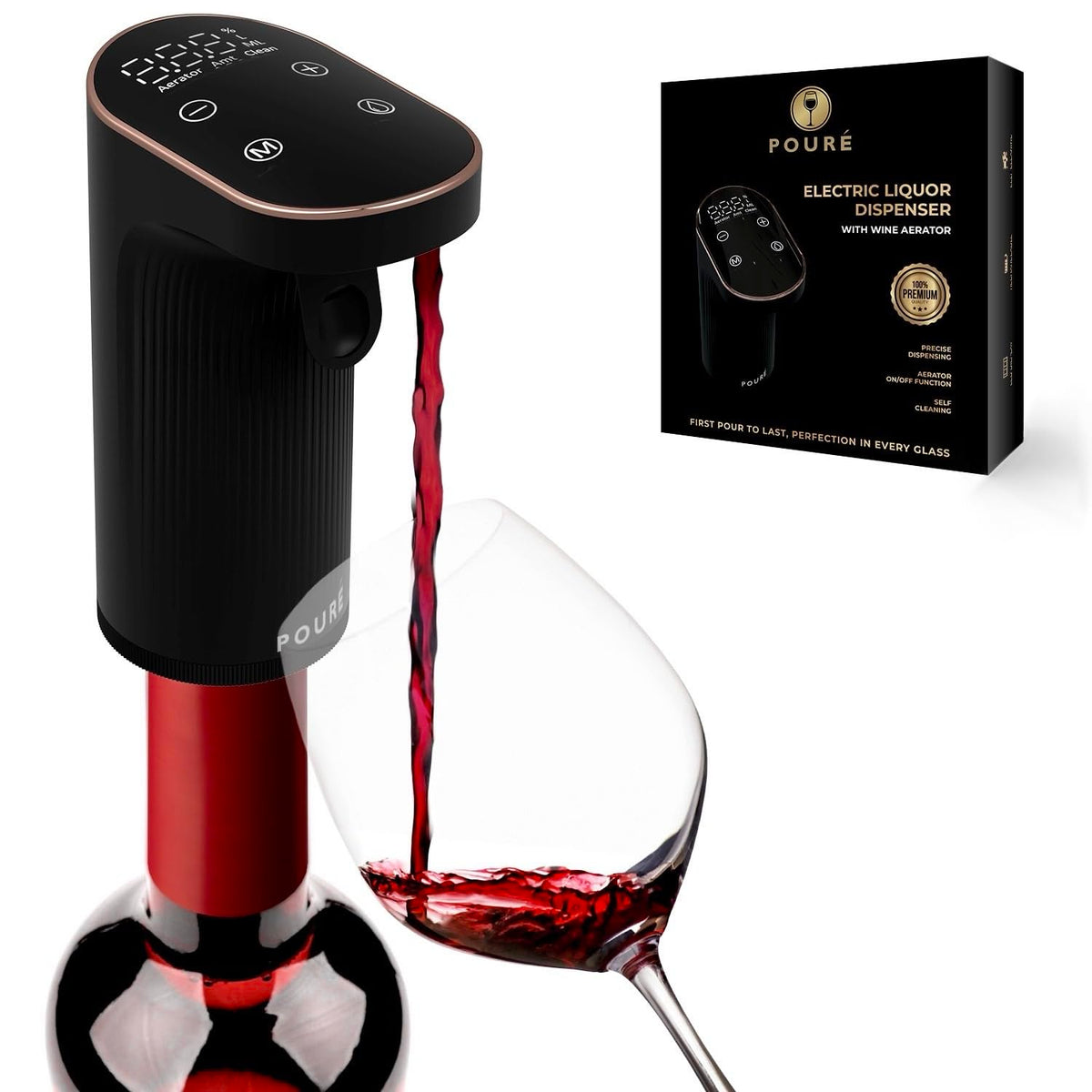 Pouré dispensador eléctrico de licores con aerador de vino para servicio elegante.
