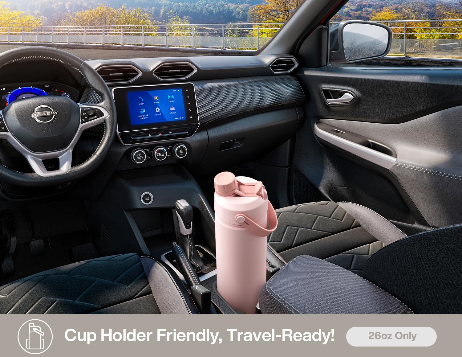 POWCAN 26oz cabe en portavasos, perfecto para coche y ruta.